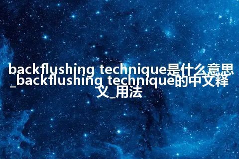 backflushing technique是什么意思_backflushing technique的中文释义_用法