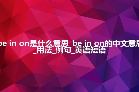 be in on是什么意思_be in on的中文意思_用法_例句_英语短语