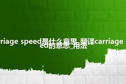 carriage speed是什么意思_翻译carriage speed的意思_用法