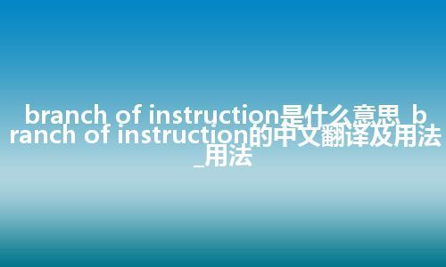branch of instruction是什么意思_branch of instruction的中文翻译及用法_用法