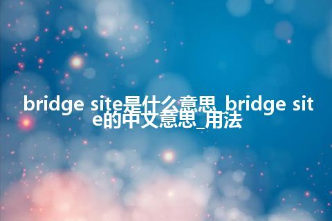 bridge site是什么意思_bridge site的中文意思_用法
