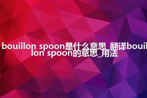 bouillon spoon是什么意思_翻译bouillon spoon的意思_用法