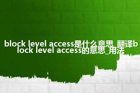 block level access是什么意思_翻译block level access的意思_用法