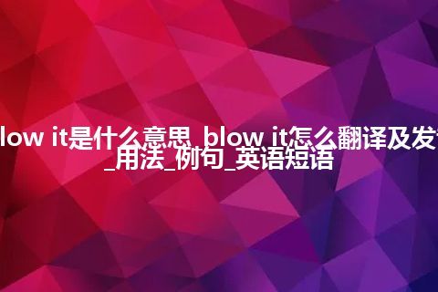 blow it是什么意思_blow it怎么翻译及发音_用法_例句_英语短语