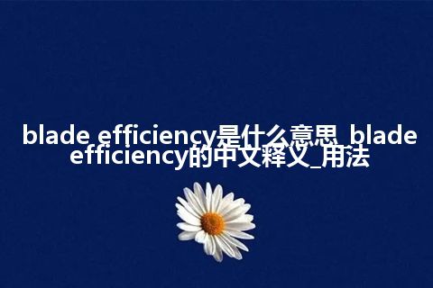 blade efficiency是什么意思_blade efficiency的中文释义_用法