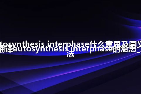 autosynthesis interphase什么意思及同义词_翻译autosynthesis interphase的意思_用法