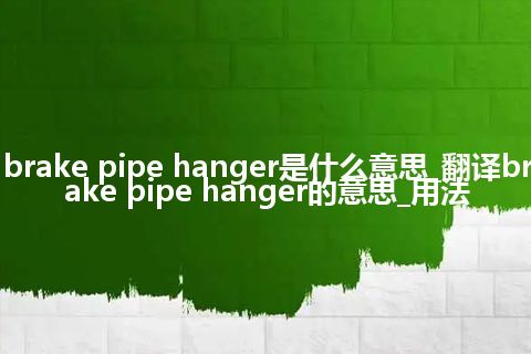 brake pipe hanger是什么意思_翻译brake pipe hanger的意思_用法