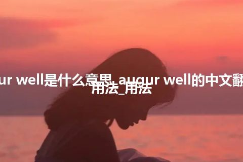 augur well是什么意思_augur well的中文翻译及用法_用法