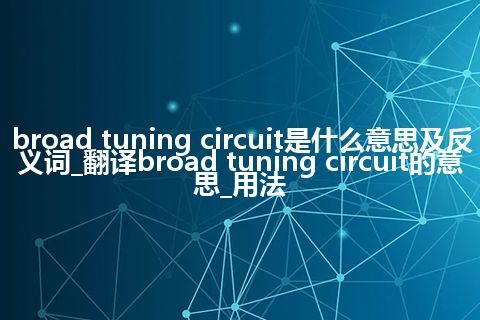 broad tuning circuit是什么意思及反义词_翻译broad tuning circuit的意思_用法