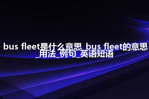 bus fleet是什么意思_bus fleet的意思_用法_例句_英语短语