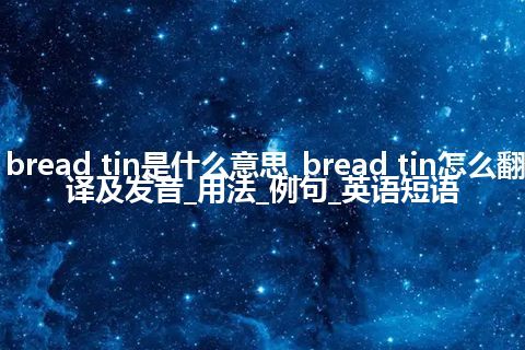 bread tin是什么意思_bread tin怎么翻译及发音_用法_例句_英语短语