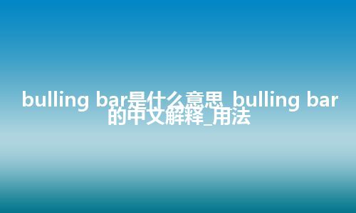 bulling bar是什么意思_bulling bar的中文解释_用法