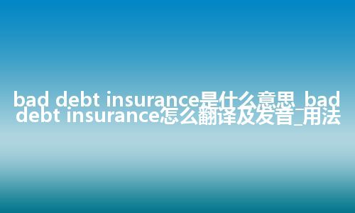 bad debt insurance是什么意思_bad debt insurance怎么翻译及发音_用法