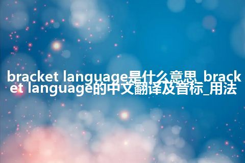 bracket language是什么意思_bracket language的中文翻译及音标_用法
