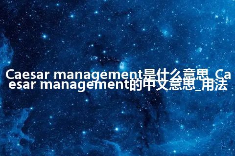 Caesar management是什么意思_Caesar management的中文意思_用法