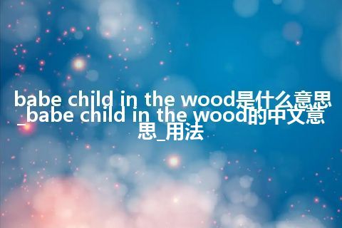 babe child in the wood是什么意思_babe child in the wood的中文意思_用法