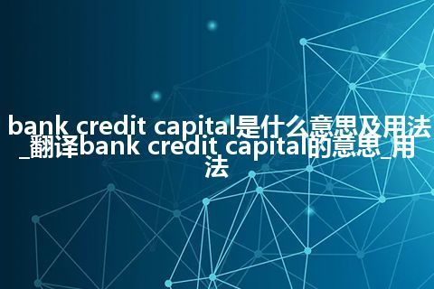 bank credit capital是什么意思及用法_翻译bank credit capital的意思_用法