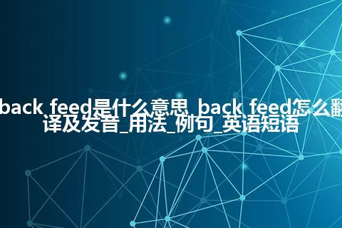 back feed是什么意思_back feed怎么翻译及发音_用法_例句_英语短语