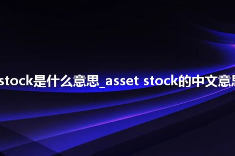 asset stock是什么意思_asset stock的中文意思_用法