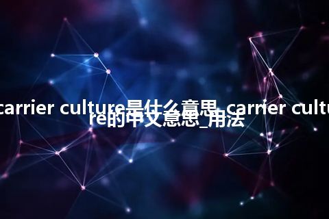 carrier culture是什么意思_carrier culture的中文意思_用法