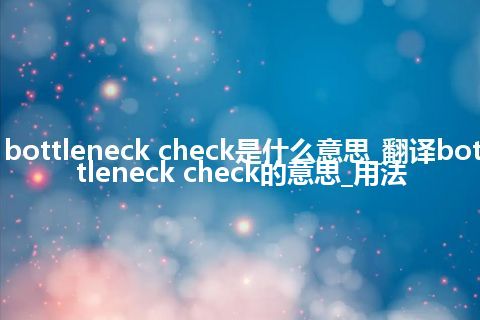 bottleneck check是什么意思_翻译bottleneck check的意思_用法