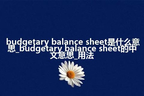budgetary balance sheet是什么意思_budgetary balance sheet的中文意思_用法