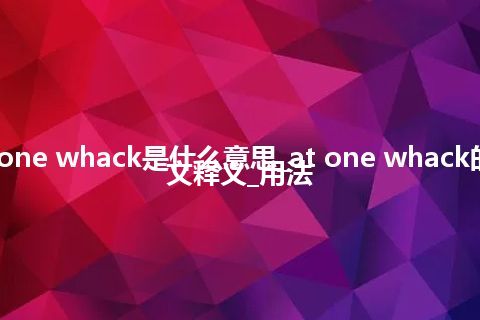 at one whack是什么意思_at one whack的中文释义_用法