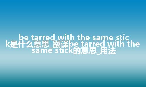 be tarred with the same stick是什么意思_翻译be tarred with the same stick的意思_用法
