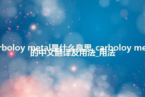 carboloy metal是什么意思_carboloy metal的中文翻译及用法_用法