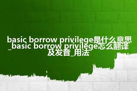 basic borrow privilege是什么意思_basic borrow privilege怎么翻译及发音_用法