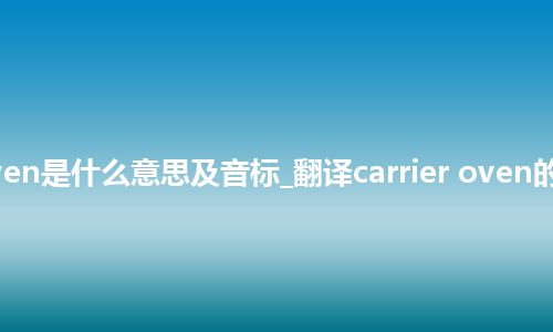 carrier oven是什么意思及音标_翻译carrier oven的意思_用法