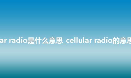 cellular radio是什么意思_cellular radio的意思_用法