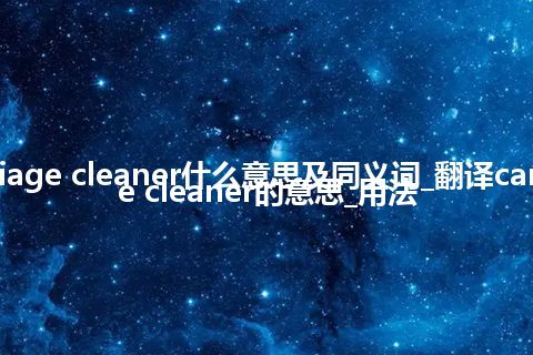 carriage cleaner什么意思及同义词_翻译carriage cleaner的意思_用法