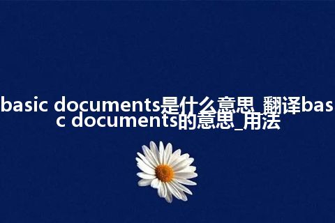 basic documents是什么意思_翻译basic documents的意思_用法