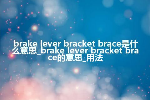 brake lever bracket brace是什么意思_brake lever bracket brace的意思_用法