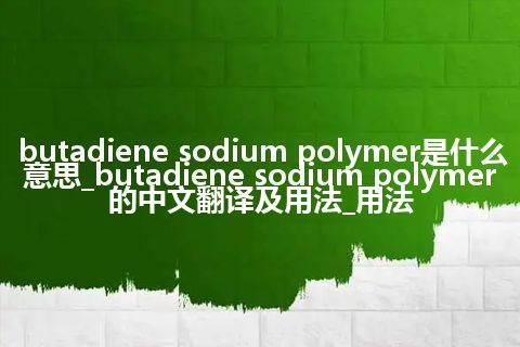 butadiene sodium polymer是什么意思_butadiene sodium polymer的中文翻译及用法_用法