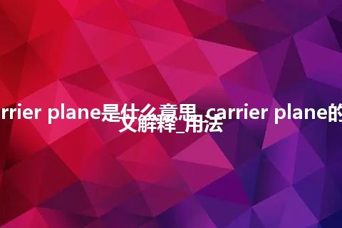 carrier plane是什么意思_carrier plane的中文解释_用法