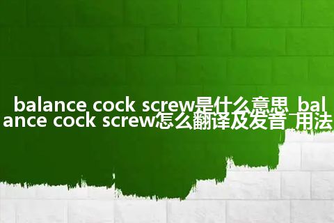 balance cock screw是什么意思_balance cock screw怎么翻译及发音_用法