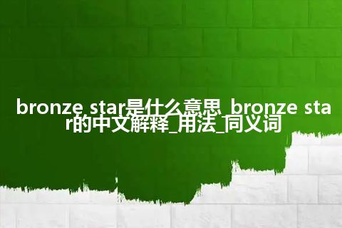 bronze star是什么意思_bronze star的中文解释_用法_同义词