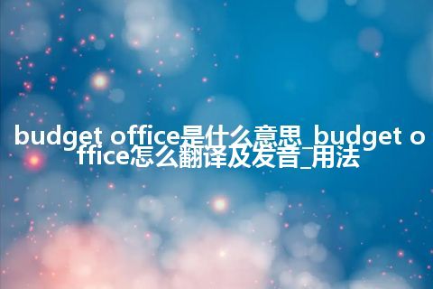 budget office是什么意思_budget office怎么翻译及发音_用法