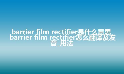 barrier film rectifier是什么意思_barrier film rectifier怎么翻译及发音_用法