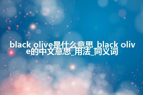 black olive是什么意思_black olive的中文意思_用法_同义词