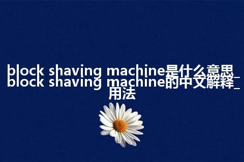 block shaving machine是什么意思_block shaving machine的中文解释_用法