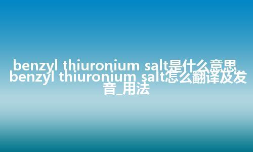 benzyl thiuronium salt是什么意思_benzyl thiuronium salt怎么翻译及发音_用法