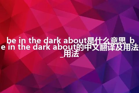 be in the dark about是什么意思_be in the dark about的中文翻译及用法_用法
