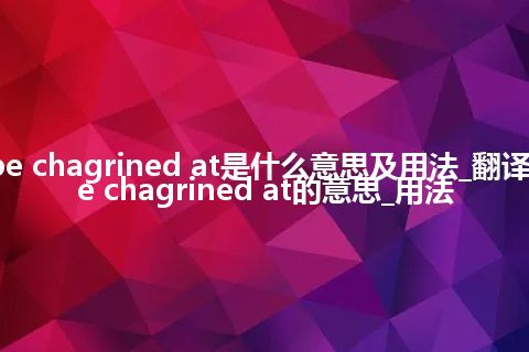 be chagrined at是什么意思及用法_翻译be chagrined at的意思_用法