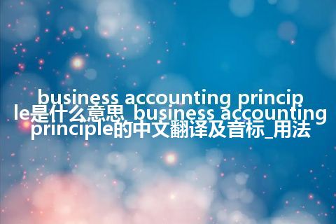 business accounting principle是什么意思_business accounting principle的中文翻译及音标_用法