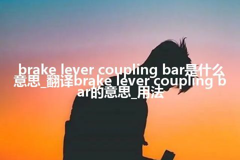 brake lever coupling bar是什么意思_翻译brake lever coupling bar的意思_用法