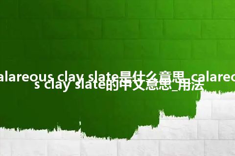 calareous clay slate是什么意思_calareous clay slate的中文意思_用法