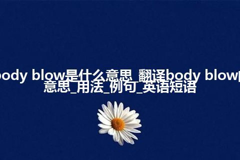 body blow是什么意思_翻译body blow的意思_用法_例句_英语短语